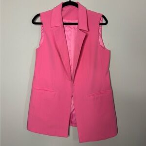 Women’s Sleeveless Longline Blazer Vest | Pink
